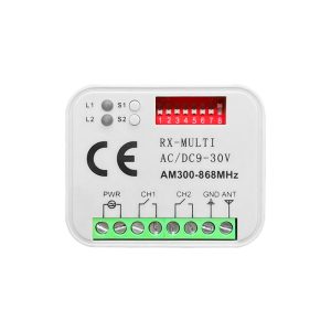 RX-Multi 2-Channel Multi-Frequency Remote Control Receiver – AC/DC 9-30V & AC 85-250V, 300-868MHz